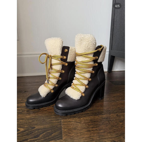 Christian Louboutin Yetita 70 shearling-trimmed leather ankle boots EU 41 - Picture 4 of 5